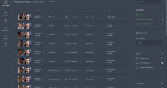 face search facial recognition history events